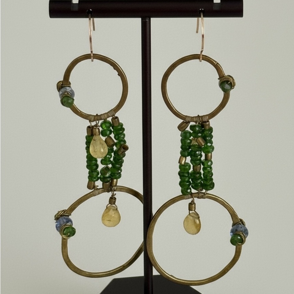 Beaded Artisan Dangling Earrings NWOT